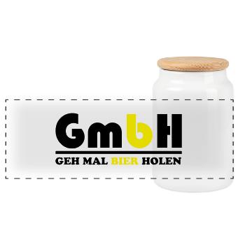 geh_mal_bier_holen_02 - Panorama Keksdose mit Holzdeckel - Weiß - Vorne