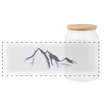 mountains_02 - Panoramic Cookie Jar with Wooden Lid - white - Front