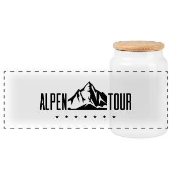 alpen tour berg - Panorama Keksdose mit Holzdeckel - Weiß - Vorne