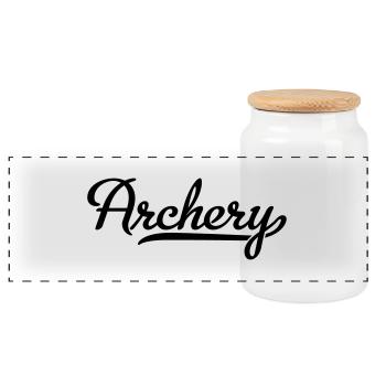 archery - Panoramic Cookie Jar with Wooden Lid - white - Front