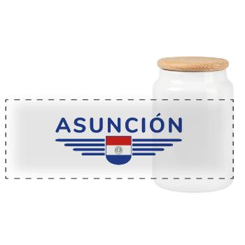 Asunción Souvenir T-Shirt - Panoramic Cookie Jar with Wooden Lid - white - Front