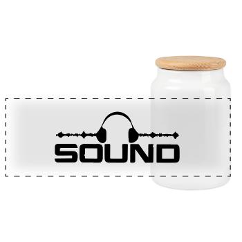 sound - Panoramic Cookie Jar with Wooden Lid - white - Front