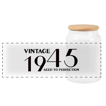 Vintage 1945 aged to perfection - Boîte à biscuits avec couvercle en bois - blanc - Devant