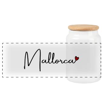 Mallorca Heart - Panoramic Cookie Jar with Wooden Lid - white - Front