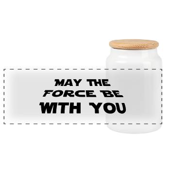 may the force be with you - Star Wars Zitat - Panorama Keksdose mit Holzdeckel - Weiß - Vorne