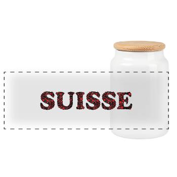 SUISSE. HUMOUR. PAYS - Boîte à biscuits avec couvercle en bois - blanc - Devant
