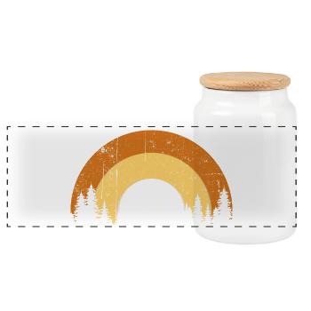 Silhouette de pins du coucher de soleil - Boîte à biscuits avec couvercle en bois - blanc - Devant