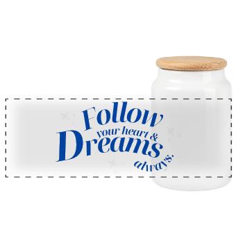 Suivez toujours votre cœur et vos rêves - Boîte à biscuits avec couvercle en bois - blanc - Devant