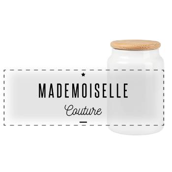 mademoiselle couture - Boîte à biscuits avec couvercle en bois - blanc - Devant