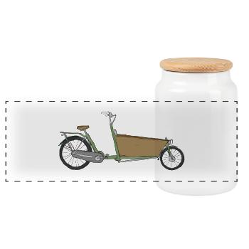Die Bakfiets (ohne Text) - Panorama Keksdose mit Holzdeckel - Weiß - Vorne