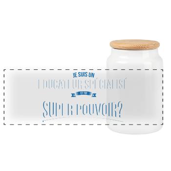 Educateur spécialisé super pouvoir cadeau - Boîte à biscuits avec couvercle en bois - blanc - Devant