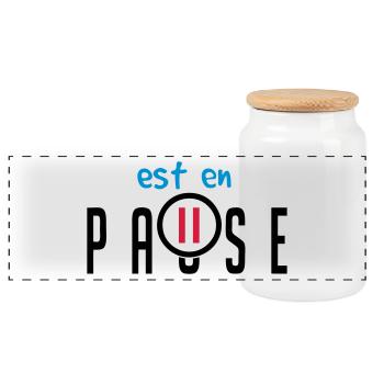 citation ajouter texte pause bouton humour famille - Boîte à biscuits avec couvercle en bois - blanc - Devant