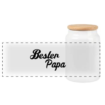 Bester Papa - Panorama Keksdose mit Holzdeckel - Weiß - Vorne