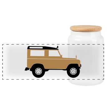 Sports Utility Vehicle SUV - Panorama Keksdose mit Holzdeckel - Weiß - Vorne