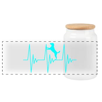 Hund EKG Liebe - Panorama Keksdose mit Holzdeckel - Weiß - Vorne