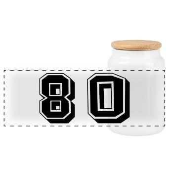 80 YEARS. 80th ANNIVERSARY. ANNIVERSARY 80 YEARS. 80 - Panoramic Cookie Jar with Wooden Lid - white - Front
