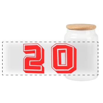 20 ANS. 20e ANNIVERSAIRE. ANNIVERSAIRE 20 ANS. 20 - Boîte à biscuits avec couvercle en bois - blanc - Devant
