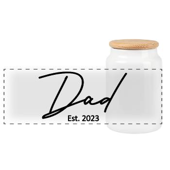 Papa est. 2023, Papa en devenir, Annonce de grossesse - Boîte à biscuits avec couvercle en bois - blanc - Devant
