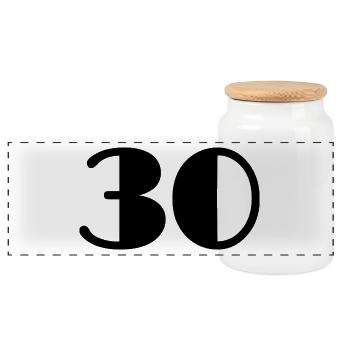 30 YEARS. 30. 30th ANNIVERSARY. 30 YEARS ANNIVERSARY - Panoramic Cookie Jar with Wooden Lid - white - Front