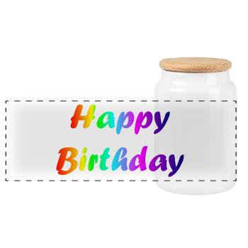 HAPPY BIRTHDAY. JOYEUX ANNIVERSAIRE. ANNIVERSAIRE. - Boîte à biscuits avec couvercle en bois - blanc - Devant