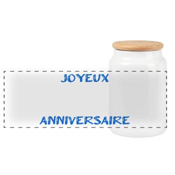 JOYEUX ANNIVERSAIRE. HAPPY BIRTHDAY. ANNIVERSAIRE. - Boîte à biscuits avec couvercle en bois - blanc - Devant
