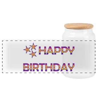JOYEUX ANNIVERSAIRE. HAPPY BIRTHDAY. ANNIVERSAIRE. - Boîte à biscuits avec couvercle en bois - blanc - Devant
