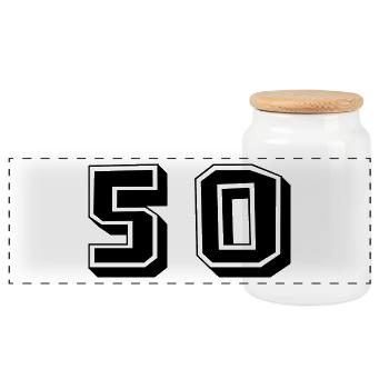50. 50 ANS. 50e ANNIVERSAIRE. ANNIVERSAIRE 50 ANS. - Boîte à biscuits avec couvercle en bois - blanc - Devant