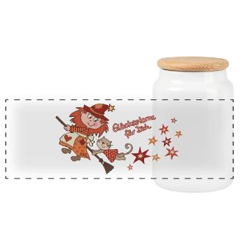 Lucky stars for you - Panoramic Cookie Jar with Wooden Lid - white - Front