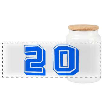 20. 20 YEARS. 20th ANNIVERSARY. 20 YEARS ANNIVERSARY. - Panoramic Cookie Jar with Wooden Lid - white - Front