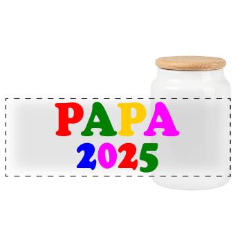 Papa 2025 - Panorama Keksdose mit Holzdeckel - Weiß - Vorne