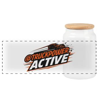 TruckPower Active Driving Logo - Panoramic Cookie Jar with Wooden Lid - white - Front