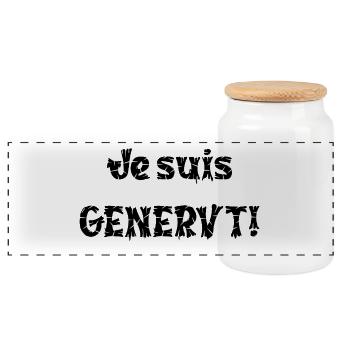 Je suis Genervt — Glitch Schrift - Panorama Keksdose mit Holzdeckel - Weiß - Vorne