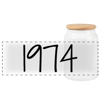 1974 Retro Style 1974 Birthday 1974 Vintage - Panoramic Cookie Jar with Wooden Lid - white - Front