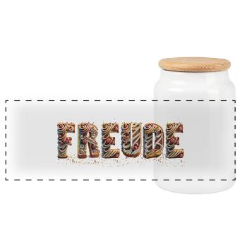 FREUDE - Panorama Keksdose mit Holzdeckel - Weiß - Vorne