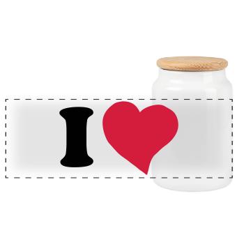 I love - Ich Liebe - Panorama Keksdose mit Holzdeckel - Weiß - Vorne