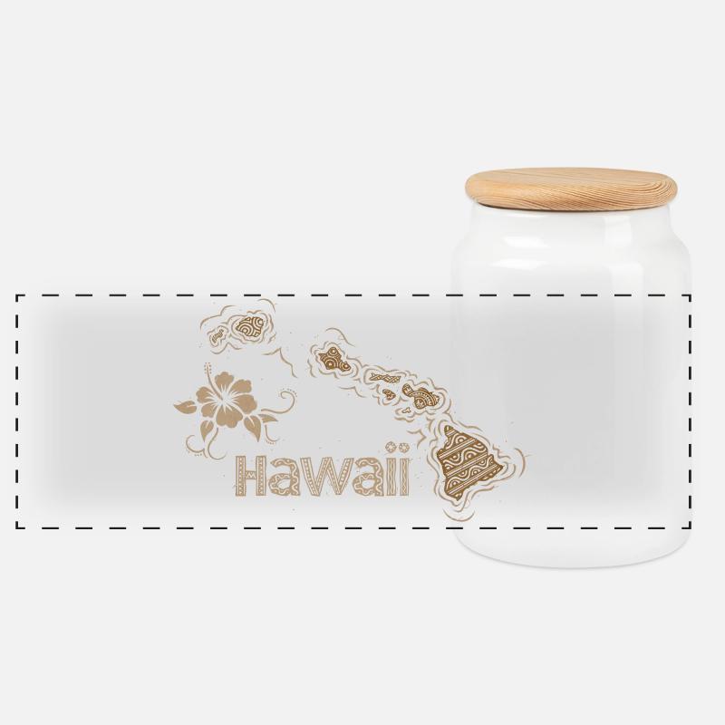 Hawaii - Panorama Keksdose mit Holzdeckel - Weiß
