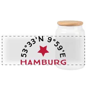 Hambourg - Boîte à biscuits avec couvercle en bois - blanc - Devant