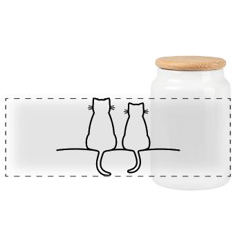 cute cats cat love friendship - Panoramic Cookie Jar with Wooden Lid - white - Front