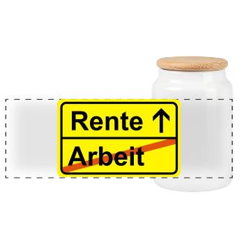 Pension du travail Ortsausgangsschild - Boîte à biscuits avec couvercle en bois - blanc - Devant