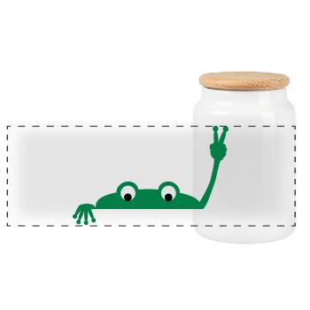 Frog face - Boîte à biscuits avec couvercle en bois - blanc - Devant