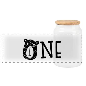 Endlich One - Geburtstag - Geschenk - Bär - Geburt - Panorama Keksdose mit Holzdeckel - Weiß - Vorne