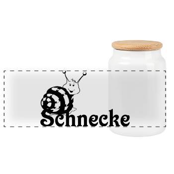 Schnecke - Panorama Keksdose mit Holzdeckel - Weiß - Vorne