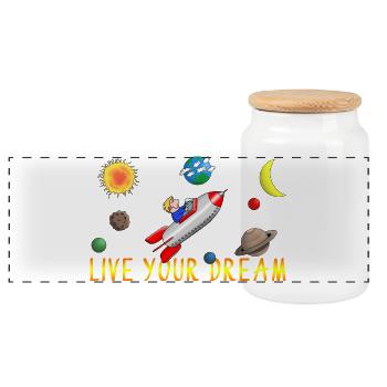 vivez votre rêve - Boîte à biscuits avec couvercle en bois - blanc - Devant
