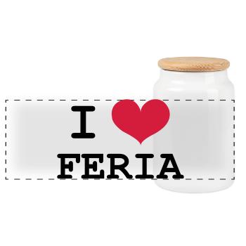 I Love Feria - Boîte à biscuits avec couvercle en bois - blanc - Devant