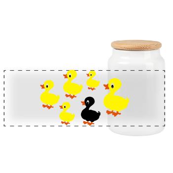 canard - Boîte à biscuits avec couvercle en bois - blanc - Devant