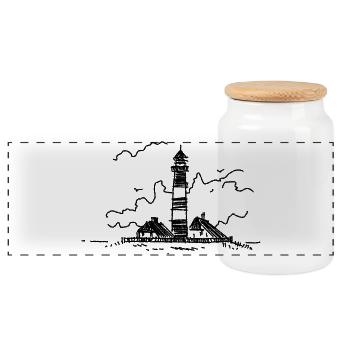 Leuchtturm Westerhever klassisch - Panorama Keksdose mit Holzdeckel - Weiß - Vorne