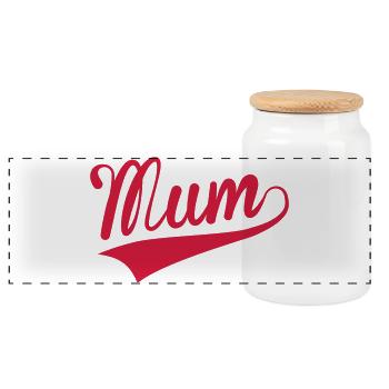 Mum - Panorama Keksdose mit Holzdeckel - Weiß - Vorne
