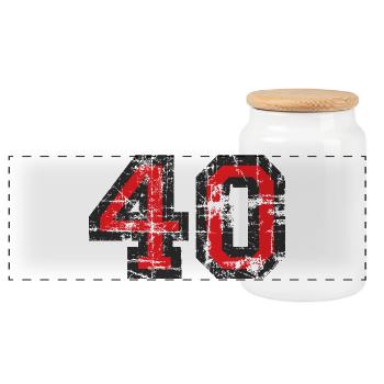 Nombre 40 - 40e Anniversaire Quarante - Boîte à biscuits avec couvercle en bois - blanc - Devant
