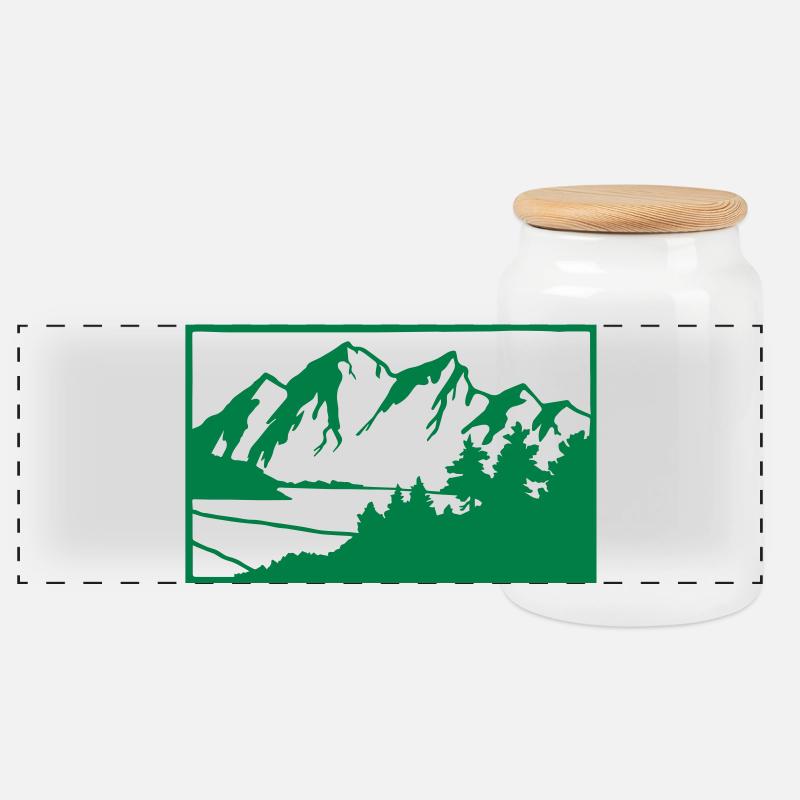 Berge - Panorama Keksdose mit Holzdeckel - Weiß