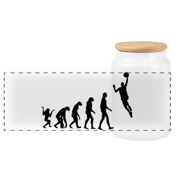 Basketball - Basket Ball - Game - Sport - Player - Panoramic Cookie Jar with Wooden Lid - white - Front